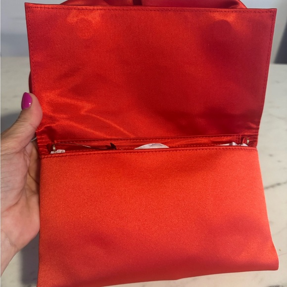 Elegant Red Satin Rose Clutch - Picture 2 of 4